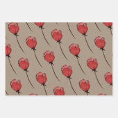 クラフ素朴ト紙カーミンレッドバッドの花 ラッピングペーパーシート (正面3)