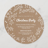 クラフ素朴ト紙ガーランド縁どクリスマスパーティー 招待状 (正面/裏面)