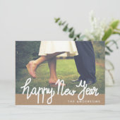 クラフ素朴ト紙ハッピーニューイヤータイポグラフィ写真 シーズンカード (スタンド正面)