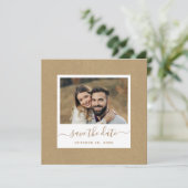 クラフ素朴ト紙フェイク金ゴールド結婚ズフォトスクエア セーブザデート (スタンド正面)