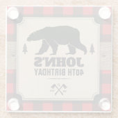 クラフ素朴ト紙ルックバッファロープレイドウィズベア ガラスコースター (裏面)