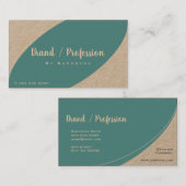 クラフ素朴ト紙ヴィンテージティール（緑がかった色）ブラウンプロフェッショナル 名刺 (正面/裏面)