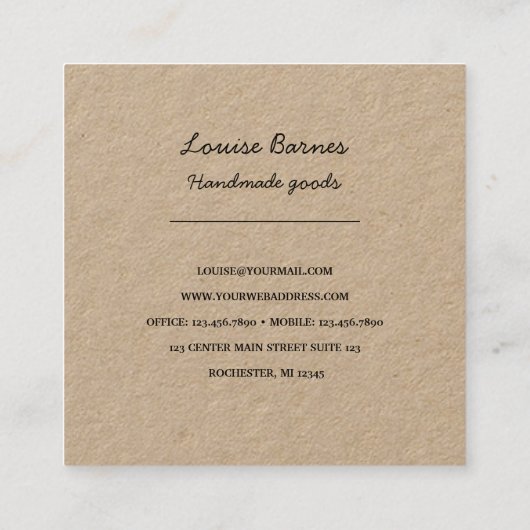 クラフ素朴ト紙名刺 スクエア名刺 (裏面)
