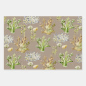 クラフ素朴ト紙水色サンゴ類雑草 ラッピングペーパーシート (正面2)