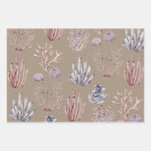 クラフ素朴ト紙水色サンゴ類雑草 ラッピングペーパーシート (正面)