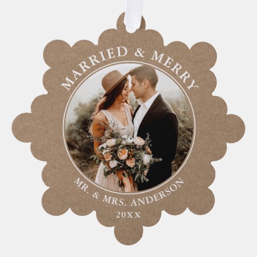 クラフ素朴ト結婚したとメリーの写真 オーナメントカード (正面)