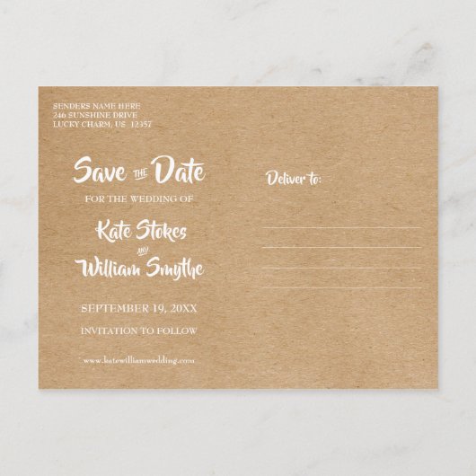 クラフ素朴ト赤いハートカレンダ日付の保存 案内ポストカード (裏面)