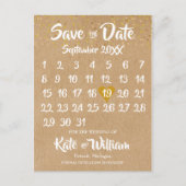 クラフ素朴ト金ゴールドハートカレンダー日付の保存 案内ポストカード (正面)