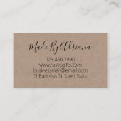 クラフ素朴ト香りのロウソク及び大豆ワックスメルト 名刺 (裏面)