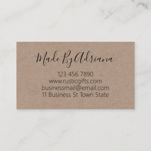 クラフ素朴ト香りのロウソク及び大豆ワックスメルト 名刺 (裏面)