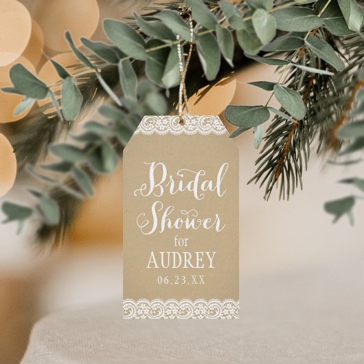 クラフ素朴ト&レース結婚ブライダルシャワー ギフトタグ