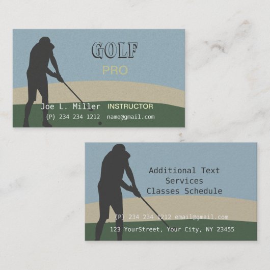 クラブおよびボールのスポーツのゴルファーのゴルフインストラクター 名刺 (正面/裏面)