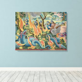 クラブとトーチを使用したインドのヘビの捕獲 キャンバスプリント (インサイチュ (ウッドフロア))