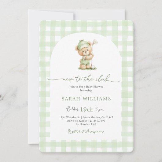 クラブに新たに仲間が増える！ベイビーシャワー 招待状 (正面)
