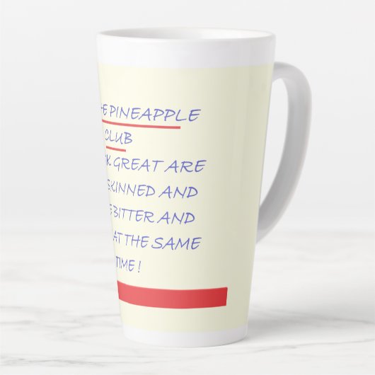 クラブのおもしろいメッセージに青と赤で参加 カフェラテマグ (右アングル)