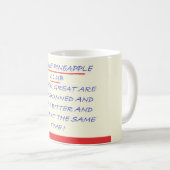 クラブのおもしろいメッセージに青と赤で参加 コーヒーマグカップ (正面右)