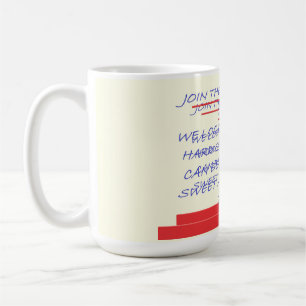 クラブのおもしろいメッセージに青と赤で参加 コーヒーマグカップ
