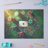 クラブのエース&トランプのポーカーチップ，ゲーム 薄葉紙 (クラフト)