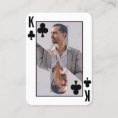クラブのキング写真白黒トランプのポーカー選手 名刺 (正面)