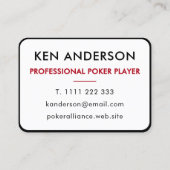 クラブのキング写真白黒トランプのポーカー選手 名刺 (裏面)