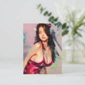 クラブのハガキカラフルに絵画おける女性 ポストカード (スタンド正面)