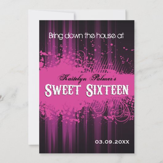 クラブのフライヤーのような スイート16 招待状 (正面)