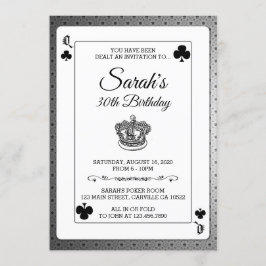 クラブの女王のポーカーカード　誕生日パーティー招待状 招待状