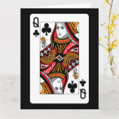 クラブの女王 カード (黄色い花)