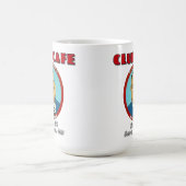 クラブカフェのレタリングが付いている脂肪質の人のマグ コーヒーマグカップ (中央)