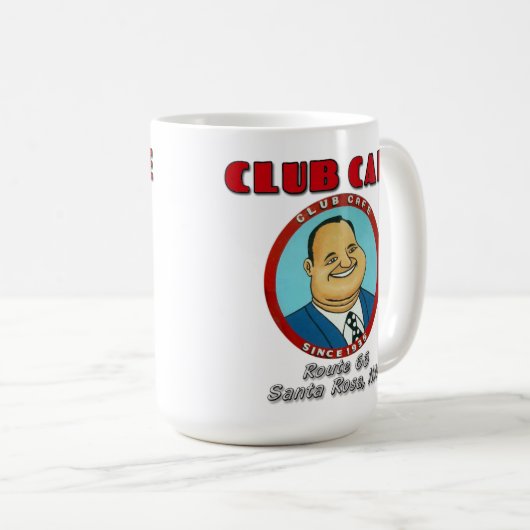 クラブカフェのレタリングが付いている脂肪質の人のマグ コーヒーマグカップ (正面右)