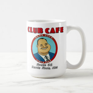 クラブカフェのレタリングが付いている脂肪質の人のマグ コーヒーマグカップ