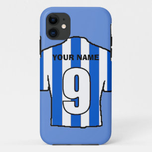 クラブカラーの電話ケース!青と白のシャツ iPhone 11 ケース
