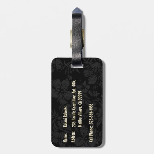 クラブサーフィンダイヤモンドハワイアントロピカル ラゲッジタグ (裏面縦)