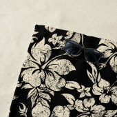 クラブサーフィンロングボードロゴハイビスカスアロハブラック ビーチタオル (インサイチュ)