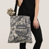 クラブサーフィンロングボードロゴ&ハイビスカスビーチバッグ トートバッグ (クローズアップ)