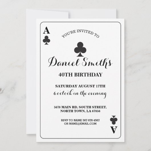 クラブズカ遊ード誕生日エースベガス招待状 招待状 (正面)