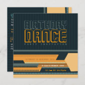 クラブテクノ誕生日ダンスパーティの招待状 招待状 (正面/裏面)