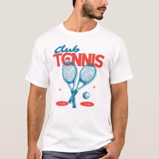 クラブテニス ビンテージTシャツ | レトロ ラケット デザイン Tシャツ