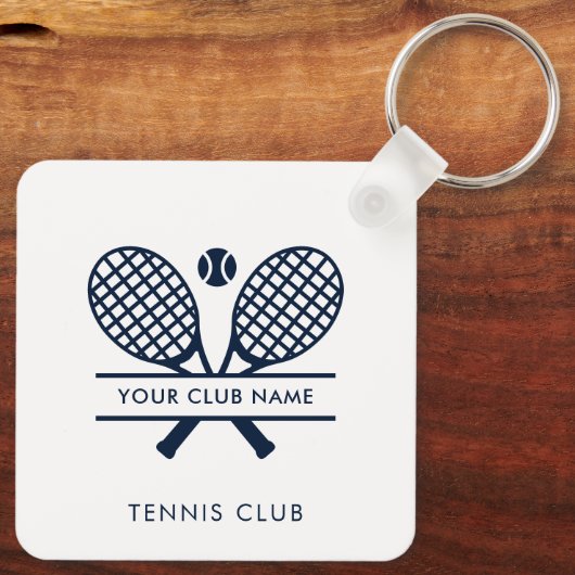クラブネームテニスアイコンネイビーブルーカスタム キーホルダー (裏面)