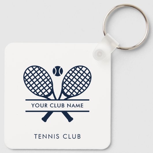 クラブネームテニスアイコンネイビーブルーカスタム キーホルダー (裏面)