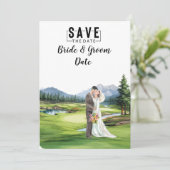 クラブハ結婚ウスで新郎新婦とゴルフのゴルフ 招待状 (スタンド正面)