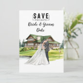 クラブハ結婚ウスで新郎新婦とゴルフのゴルフ 招待状 (スタンド正面)