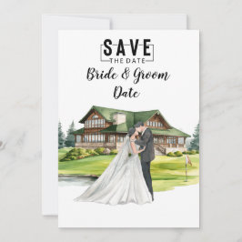 クラブハ結婚ウスで新郎新婦とゴルフのゴルフ 招待状