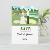 クラブハ結婚ウスで新郎新婦とゴルフのゴルフ 招待状 (スタンド正面)