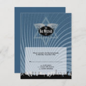 クラブバーの（ユダヤ教の）バル・ミツバーの濃紺RSVPの応答カード 出欠カード (正面/裏面)