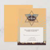 クラブバーの（ユダヤ教の）バル・ミツバーRSVPの応答カード 出欠カード (正面/裏面)