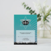 クラブバー(ユダヤ教の)バル・ミツバーネイビーティール(緑がかった色)RSVP返信カード 出欠カード (スタンド正面)