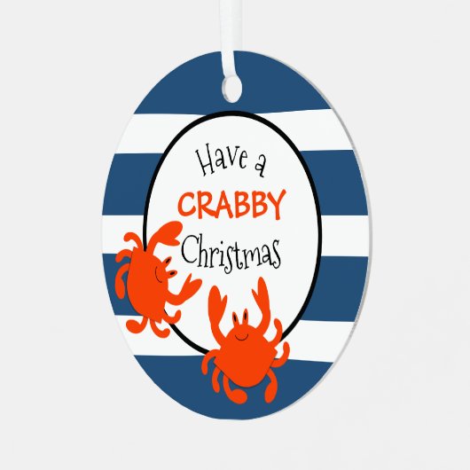 クラブビィークリスマスブルーのを持って航海のいストライプる メタルオーナメント (正面左)