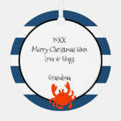 クラブビィークリスマスブルーのを持って航海のいストライプる メタルオーナメント (裏面)