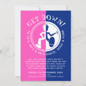 クラブファンキーブルーピンクのレトロなパーティー 招待状 (正面)